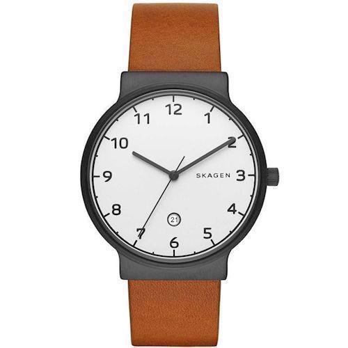 Image of Skagen Ancher IP sort stål quartz med tre visere herre ur, model SKW6297